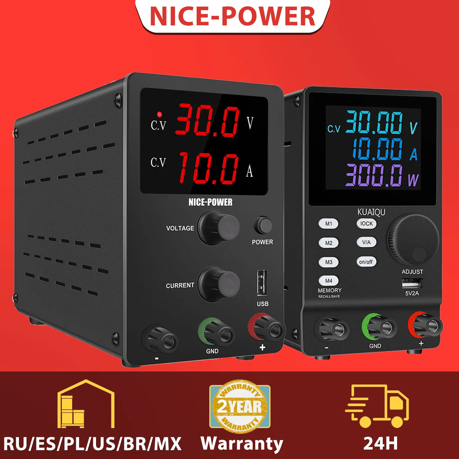 

30V 10A 300W DC Lab Power Supply LED Adjustable Switching Power Source USB 5V 2A Voltage Regulator Phone Repair Tools Bench