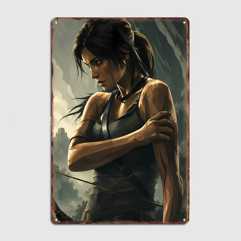 Lara Croft Survivor Portrait Poster Metal Sign Posters Bar Bedroom Custom Wall Decorations Room Decoration Interior Home Decor