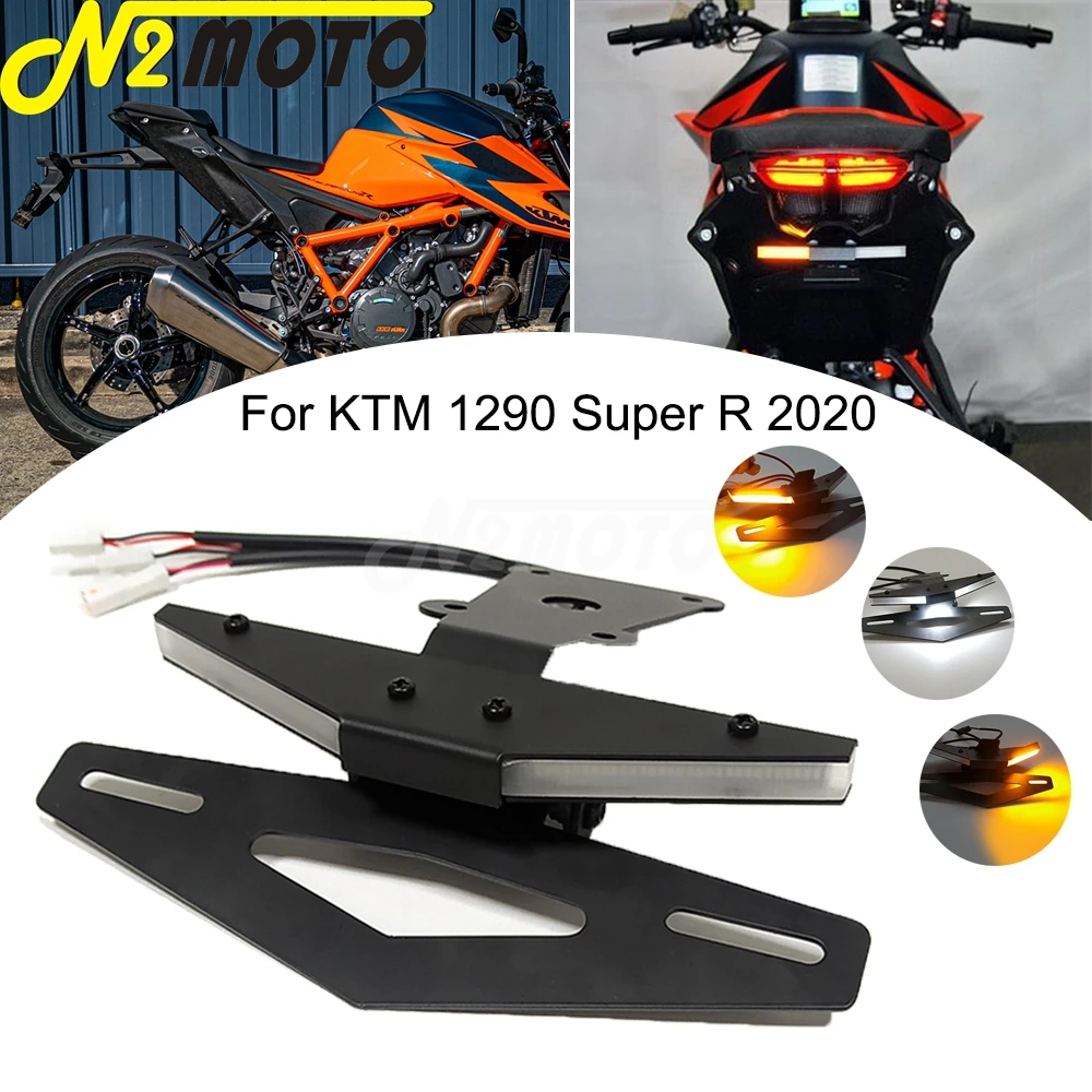 

For KTM 1290 Super R 2020 Motorcycle Rear Tail Tidy LED Fender Eliminator Kit License Plate Bracket Light Turn Signal Tail Lamp