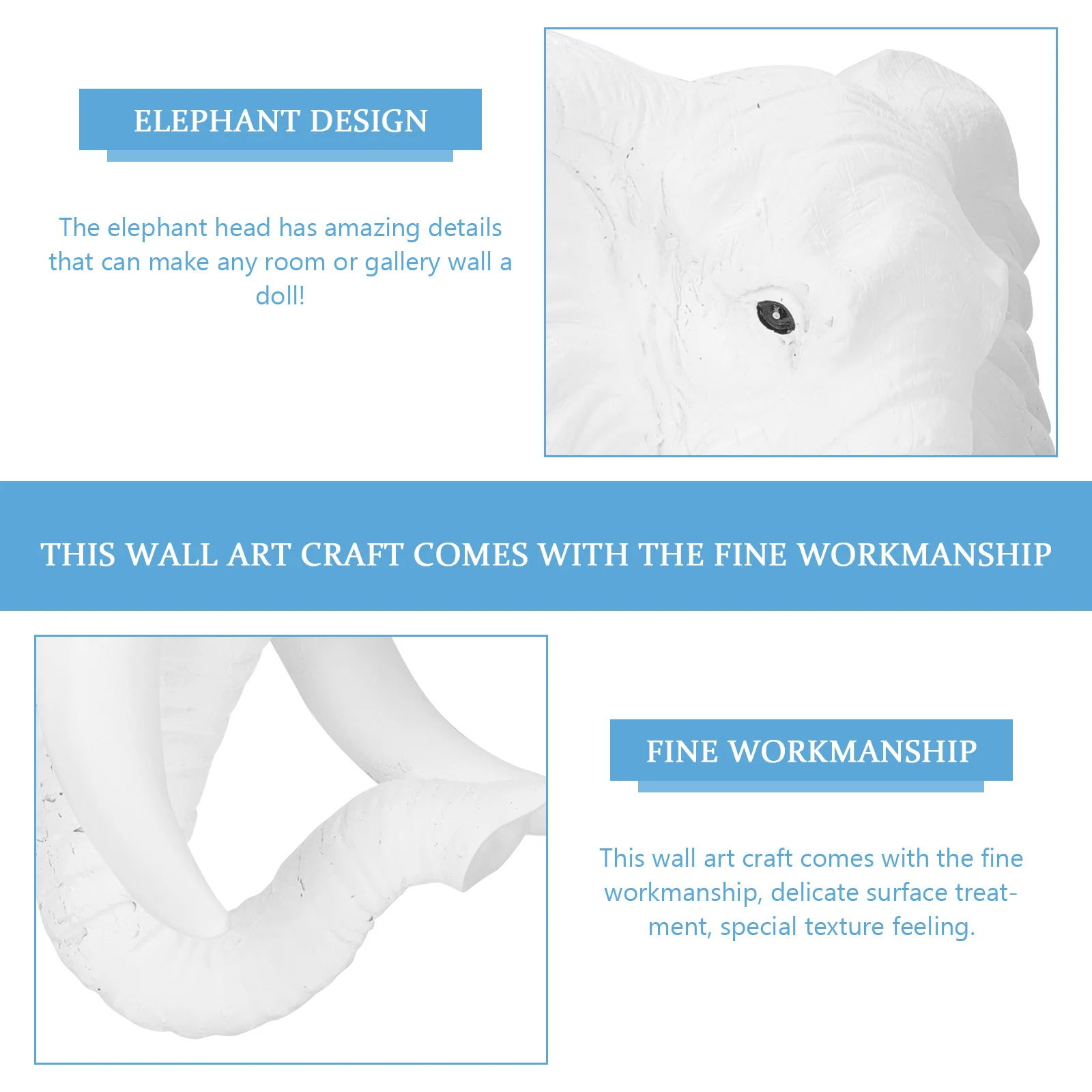 

Artificial Elephant Head Wall Decoration Lifelike Animal Sculpture Home Living Room Bedroom Wall Art Craft Resin Ornament