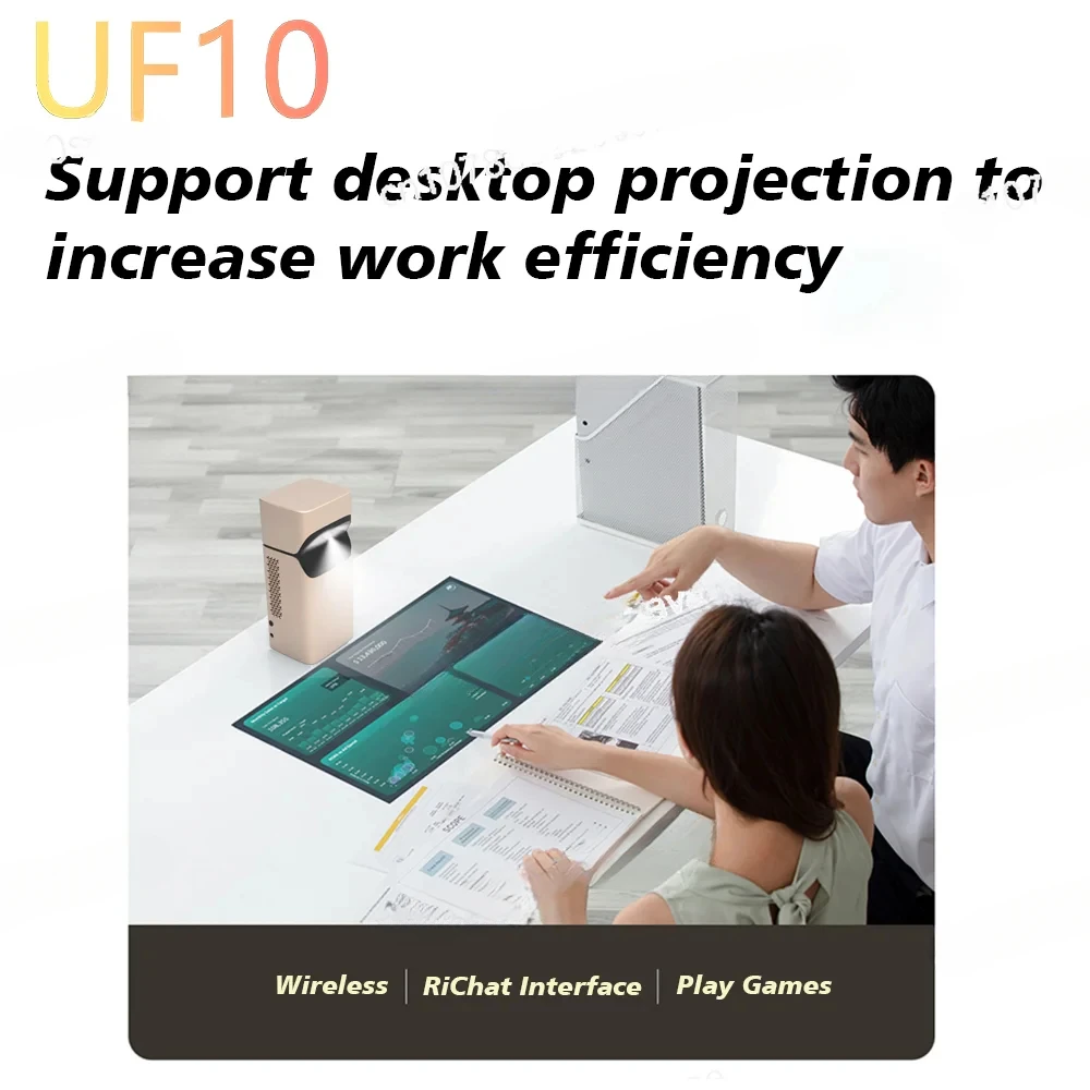 Ultra Short Throw Portable Projector 4K Supported 150" Display for Home Outdoor, Compatible with IOS/Android/TV Stick/Xbox