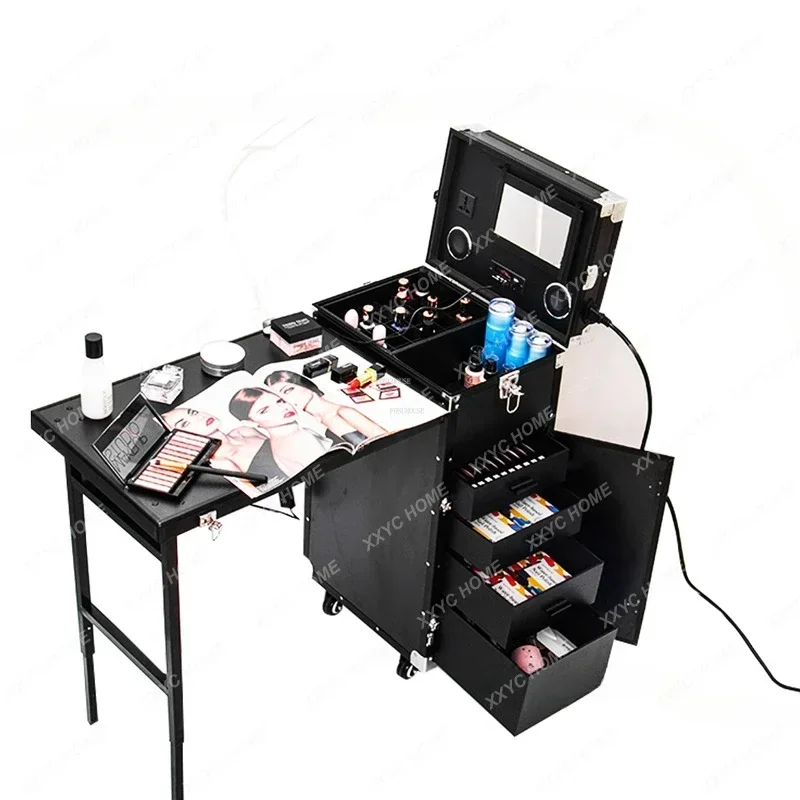 

Portable Makeup Artist Nail Tables Foldable Nail Manicure Table Furniture Creative Multi-function Pull Rod Makeup Table Bu