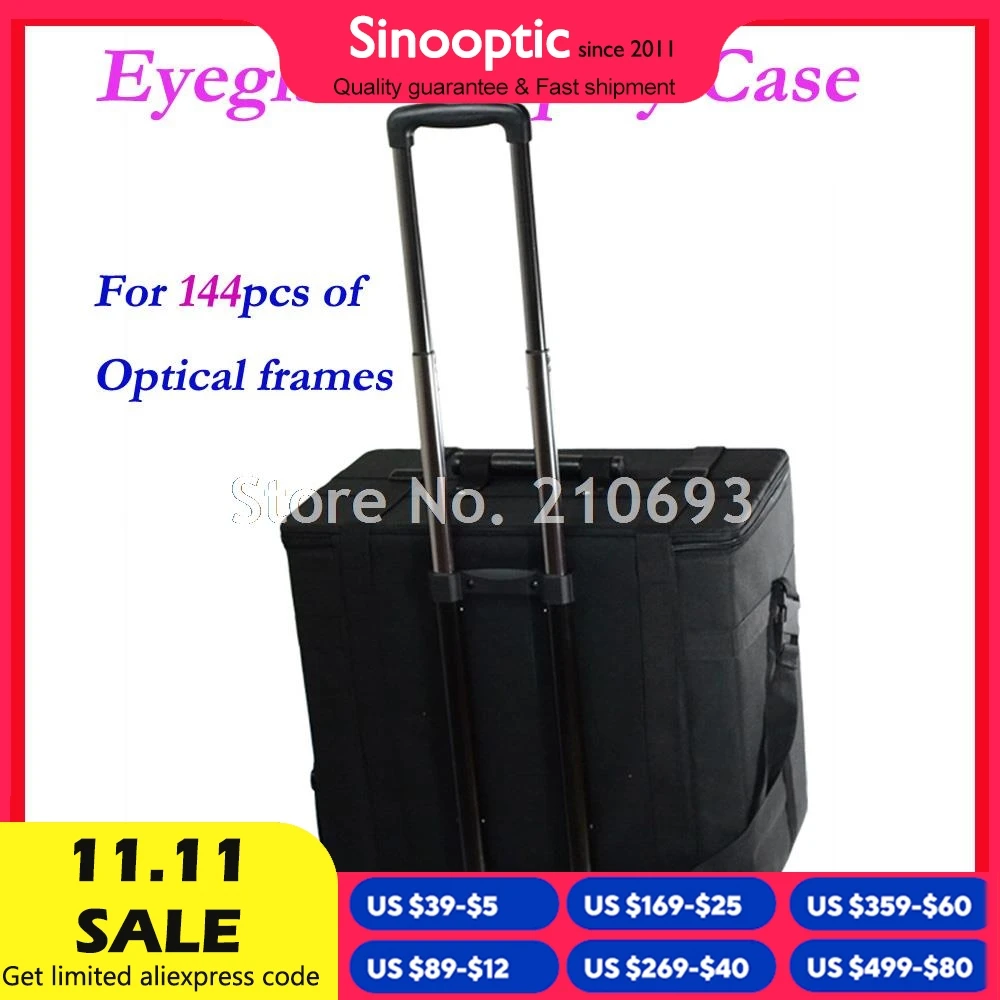 Hold 144pcs Optical Sunglasses Eyewear Eyeglasses Glasses Display case Sample box travel Trolley Case S144