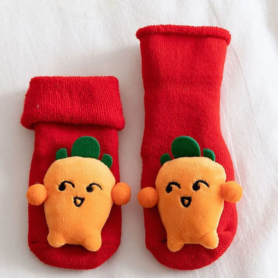 Newborn Stuff Kids Thickened Terry Christmas Non-Skid Clothing Accessory Children Xmas Winter Socks Toddler Stockings 0-3 Years