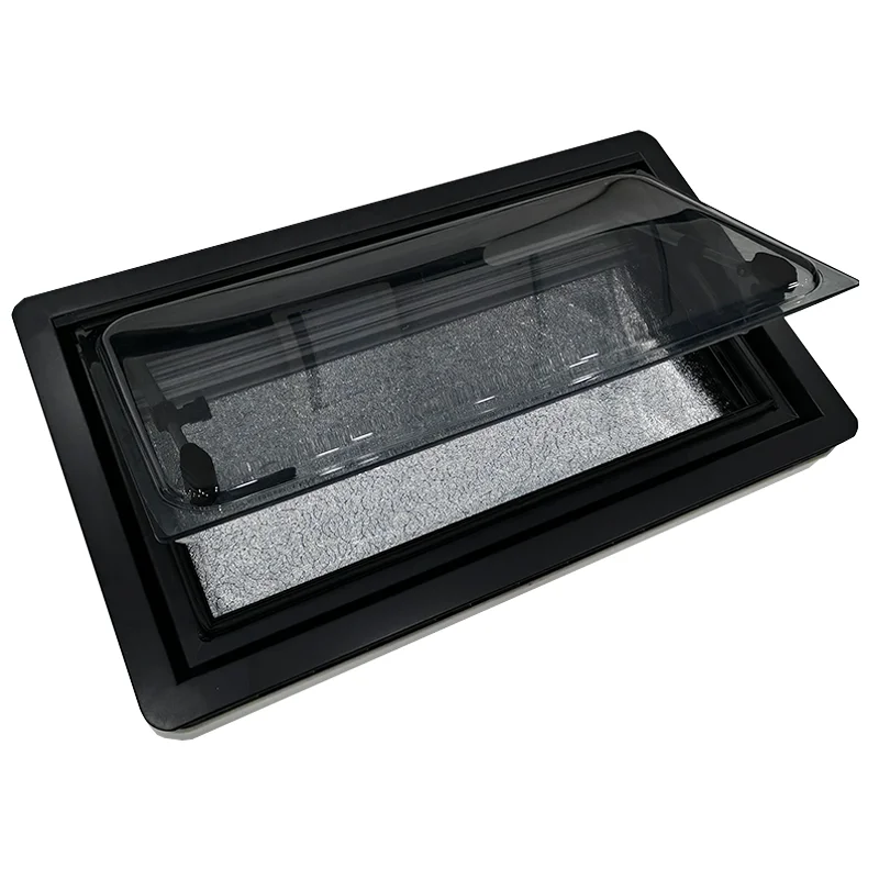 500x350mmmm Black Camper Van Conversion Van Side Window With ABS One-piece Molded Inner Frame For Replacement And Design