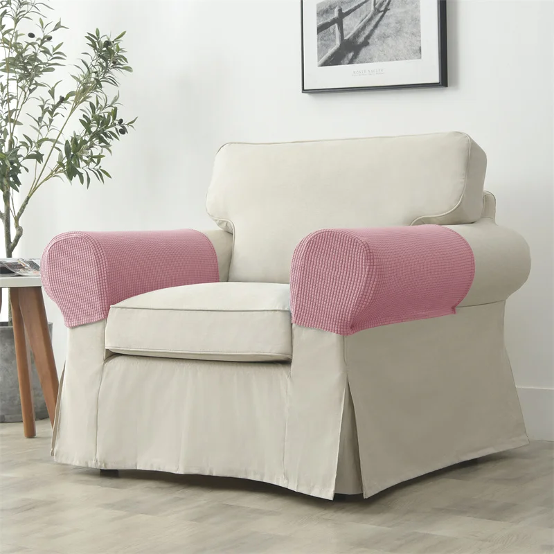 2-teiliges Set Stretch-Sofa-Armlehnenbezug Polar Fleece Schmutzabweisender Couch-Sessel Möbelschutz-Bezüge Einfarbig Wohnungsdekoration – Detail 10