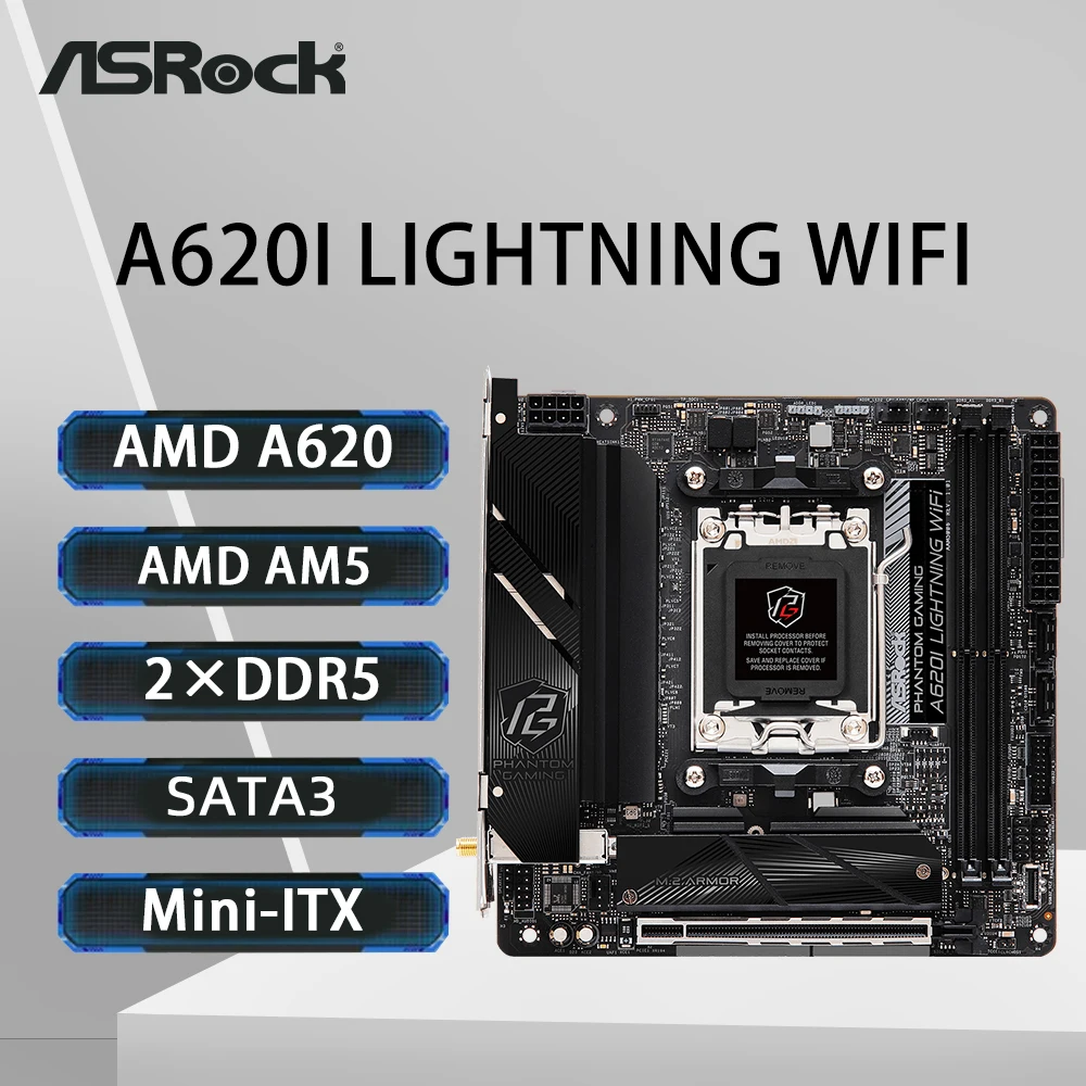 

Материнская плата ASRock A620I Lightning WiFi AMD A620 с поддержкой 9950X 8700F 7900X3D 7800X3D 7700 Процессор DDR5 7200 МГц M.2 AM5 Материнская плата