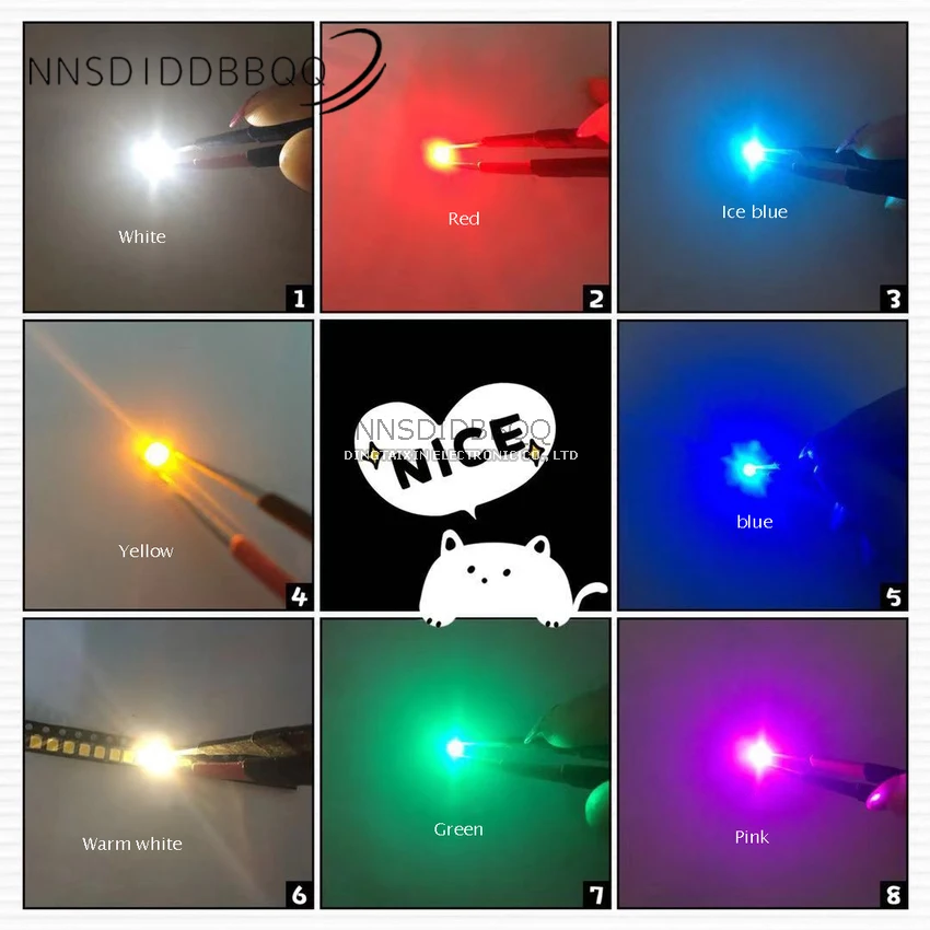 100pcs 0805 SMD LED White Red Blue Yellow Green Orange Warm White Pink Purple RGB Light Emitting Diode