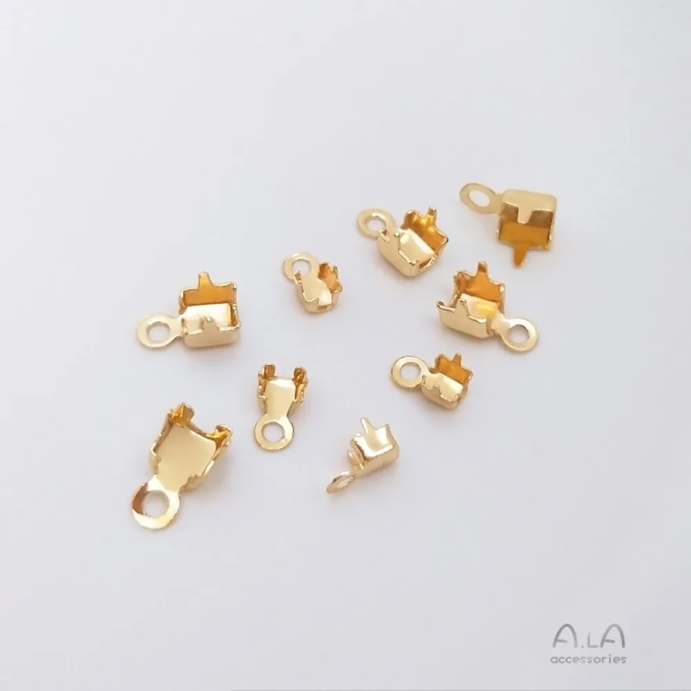 المشابك النحاسية 14K الذهب اللون الزركون مخلب سلسلة مشبك سلسلة كليب مشبك DIY بها بنفسك اليدوية والمجوهرات سوار نهاية اتصال الملحقات