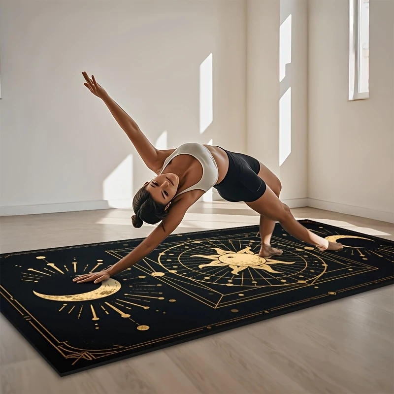 VIKAMA Mysterious Sun And Moon Yoga Mat Non-Slip Washable Meditation Mat Tarot Style Fitness Exercise Rug Home Decoration