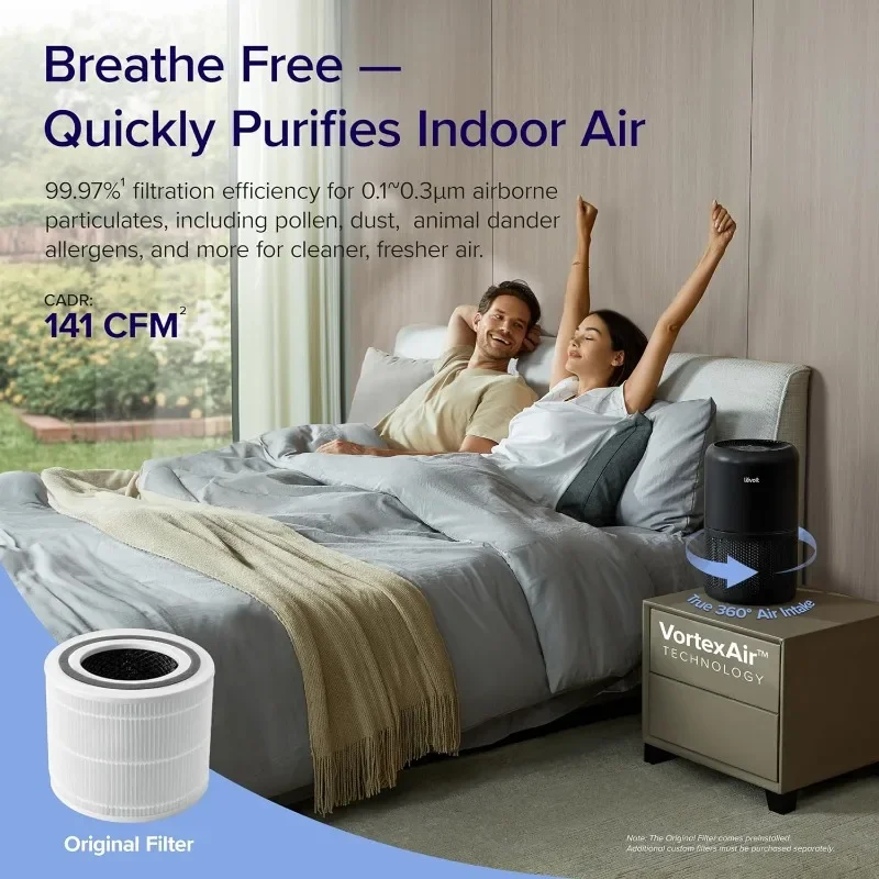 LEVOIT Air Purifier for Home Allergies Pets Hair in Bedroom, Covers Up to 1095 Sq.Foot Powered by 45W High Torque Motor