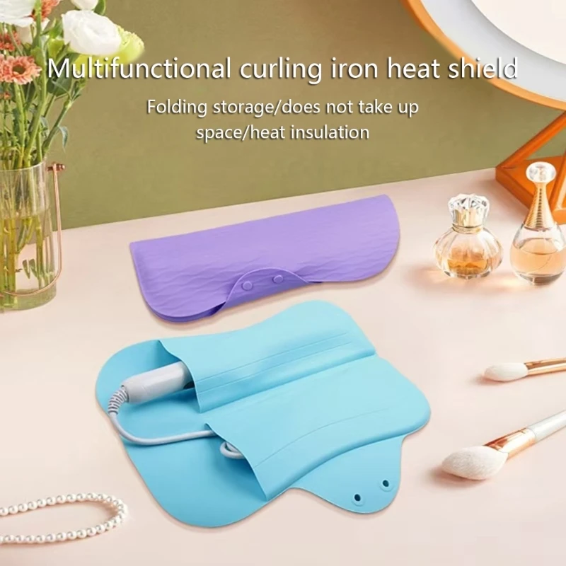 Термостойкие силиконовые коврики, дорожные коврики для инструментов для волос, складной силиконовый коврик, подходит для палочки для завивки и выпрямителя для волос N58D