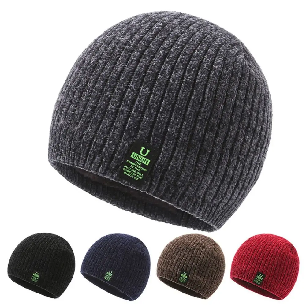 Soft Men\'s Winter Knit Hats New Comfortable Outdoor Riding Beanies Cap Keep Warm Stretch Cuff Knitted Cap