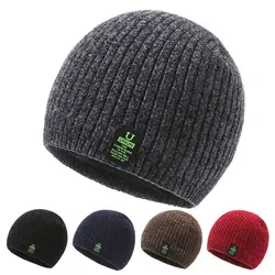 Soft Men's Winter Knit Hats New Comfortable Outdoor Riding Beanies Cap Keep Warm Stretch Cuff Knitted Cap