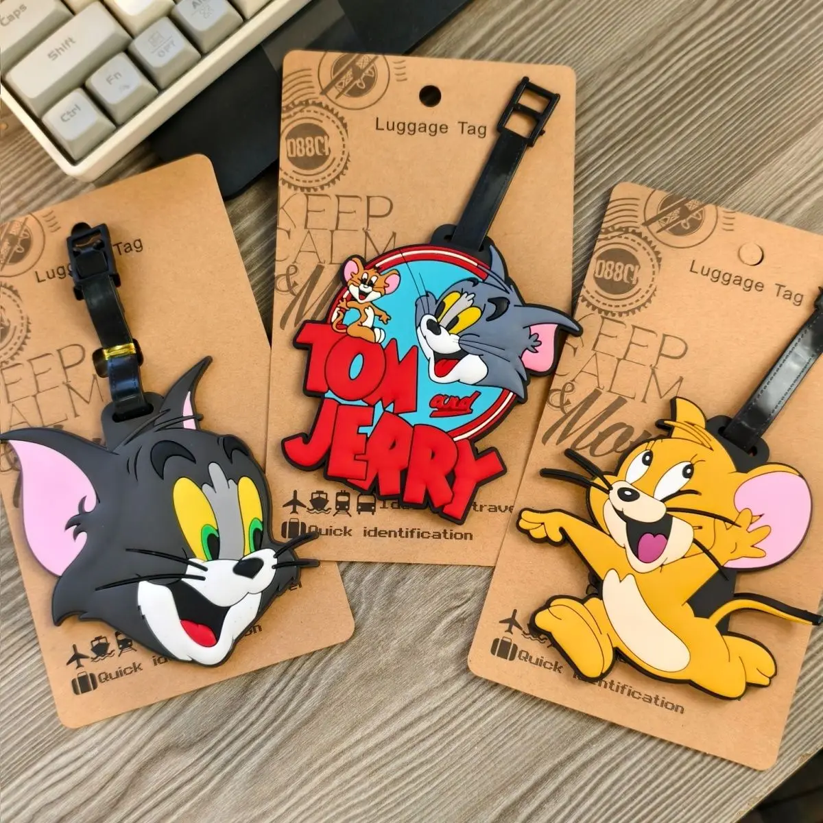 Cartoon cute cat and mouse jerry tom luggage tag travel checked anti-lost luggage tag Tom & jerry