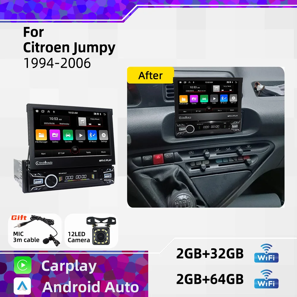 Car Stereo Android for Citroen Jumpy 1994-2006 1 Din 7