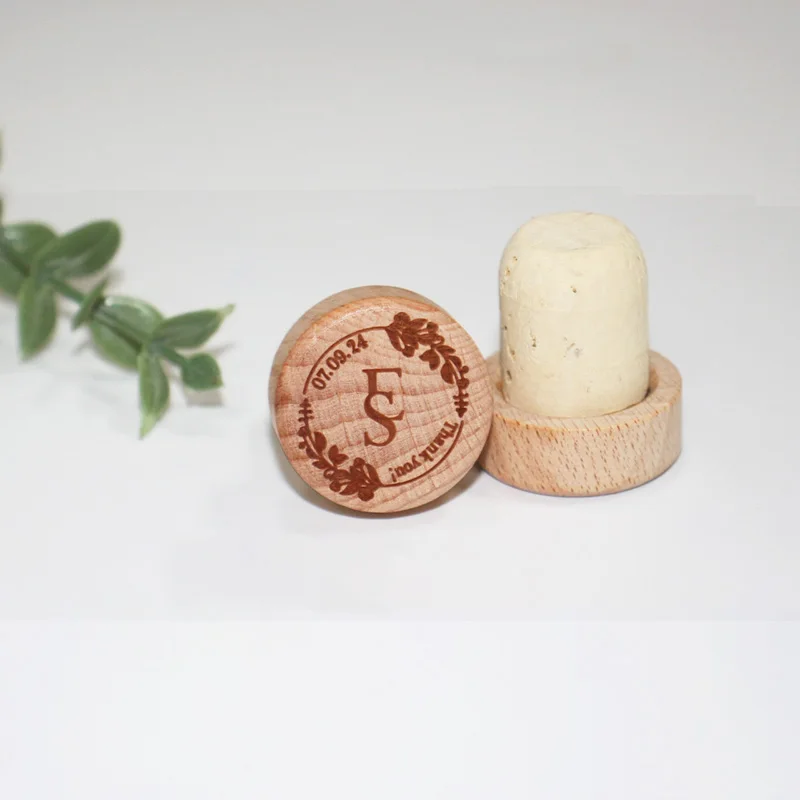 Personalized Wine Cork Stoppers, Custom Bottle Cork Toppers with name, Wedding Party Thank You Favors for Guest, Wooden Cork