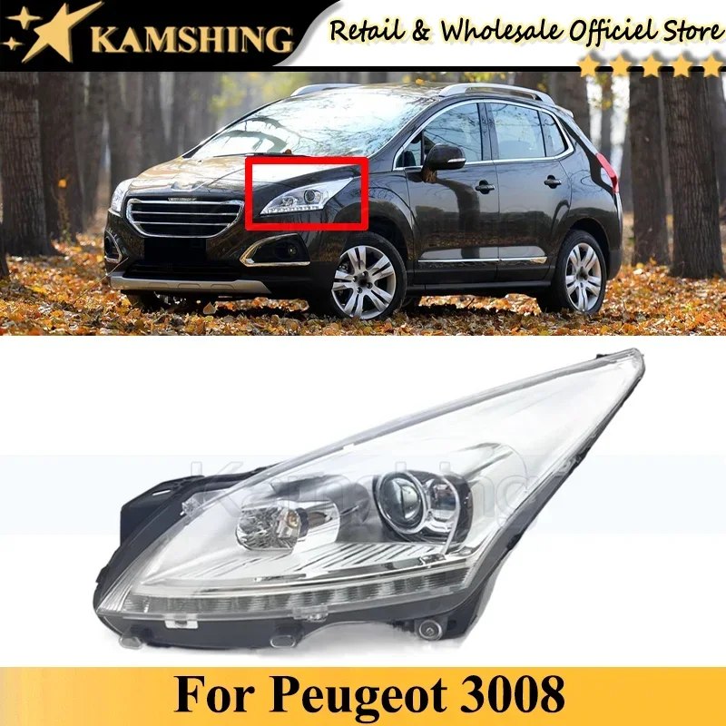 Kamshing Halogen For Peugeot 3008 Front bumper head light lamp headlight headlamp