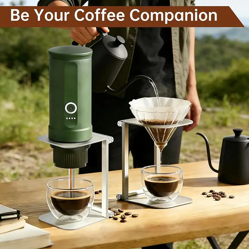 Picture 5: Foldable Aluminum Alloy Coffee Drip Holder Stand for Wireless Portable Espresso Machine Electric Pour over Brewer Travel Support