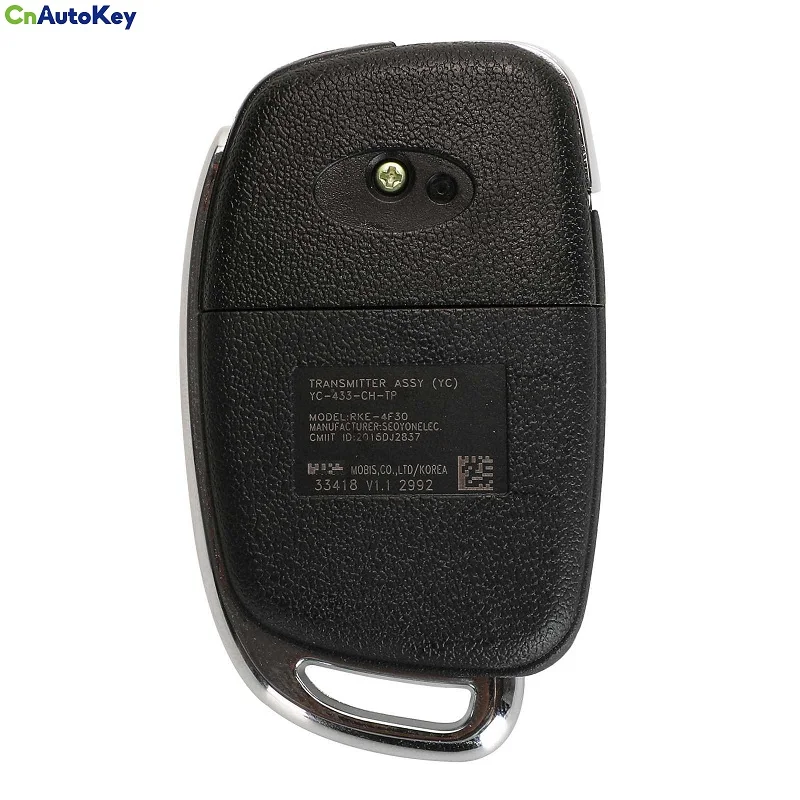 CN020186 OEM  For Hyundai Verna RKE-4F30 Remote Flip Car Key Control 433.95/434Mhz 4D60 Chip 2015DJ2837 Factory 3 Button