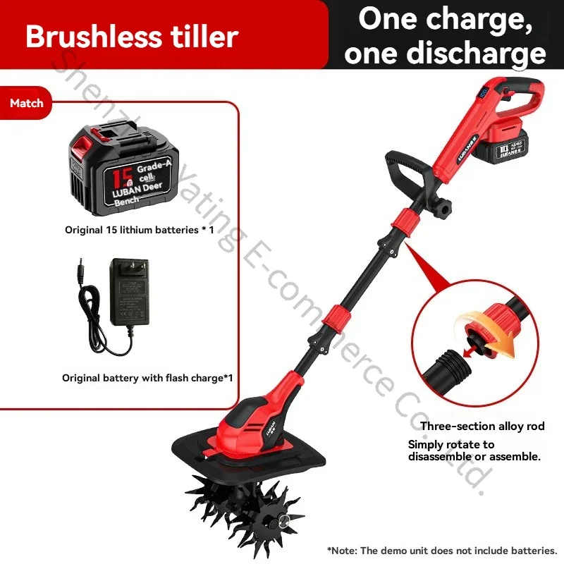 Small household rotary tiller, handheld electric hoe, 21-volt lithium-ion soil loosener, mini garden and bonsai weeding tiller