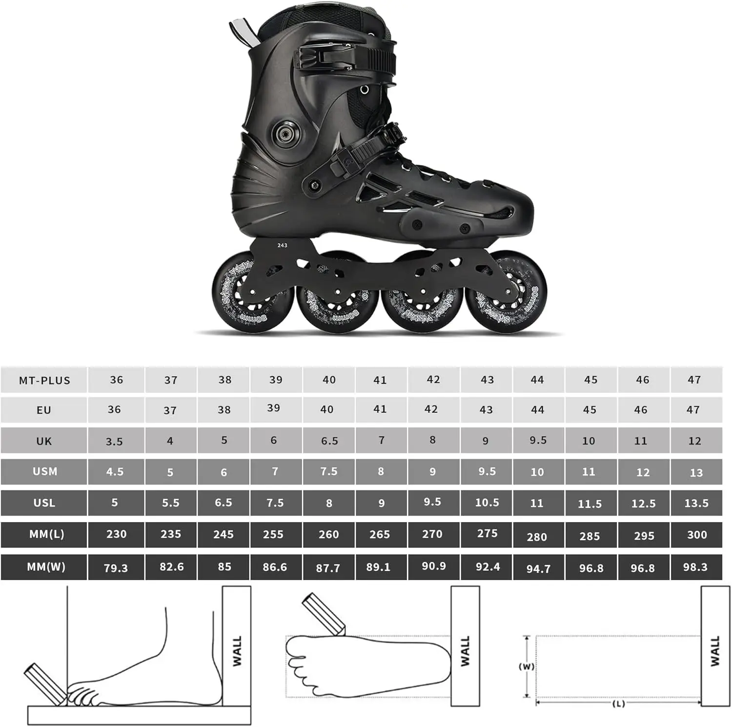 MICRO MT PLUS -Basic Color, Adult Hard-Shell Performance Inline Skates, FSK, Professional Roller Skate Shoes For Beginner