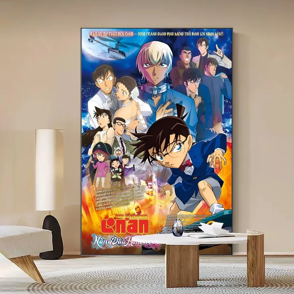 Japanese Detective Conan Anime  Movie Sticky Posters Vintage Room Home Bar Cafe Decor Vintage Decorative Painting