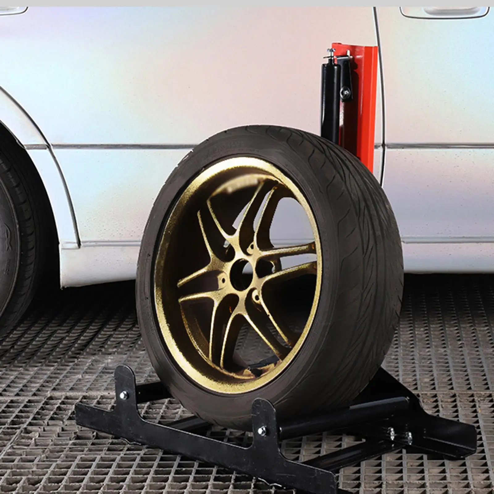 Auto Portable Rim Cleaning Stand Stable Steel Tire Detailing Rack Car Safety Tools for Repair Shop Use