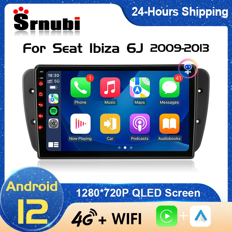 

Srnubi 2Din 4G Android 12 Car Radio Multimedia Video Player For Seat Ibiza 6j 2009 2010 2012 2013 MK4 FR Navigation GPS Carplay