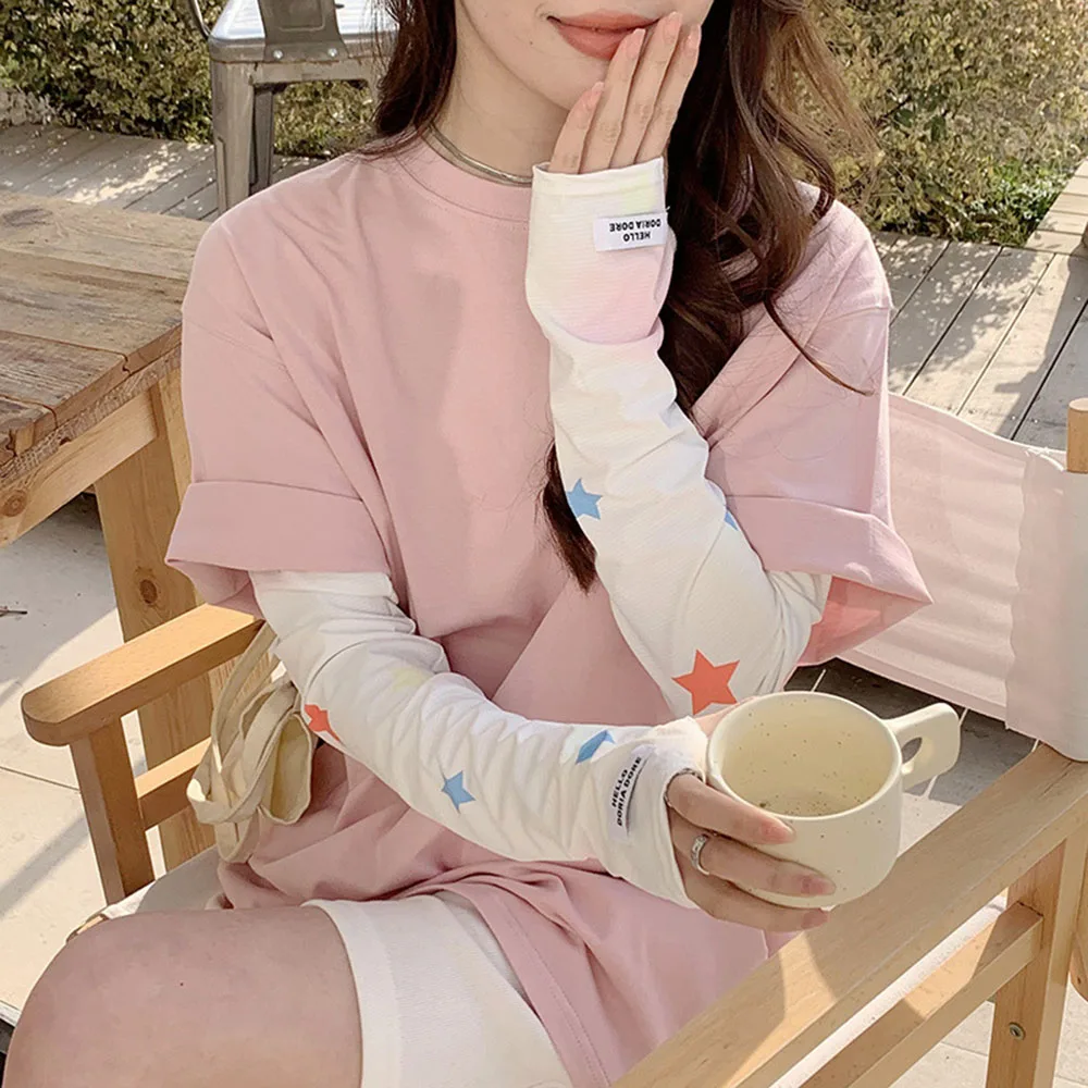 Summer Sunscreen Ice Silk Arm Sleeves Outdoor Cycling Driving Arm Warmer Ultrathin Breathable Half Finger Gloves Cuffs Wholesale