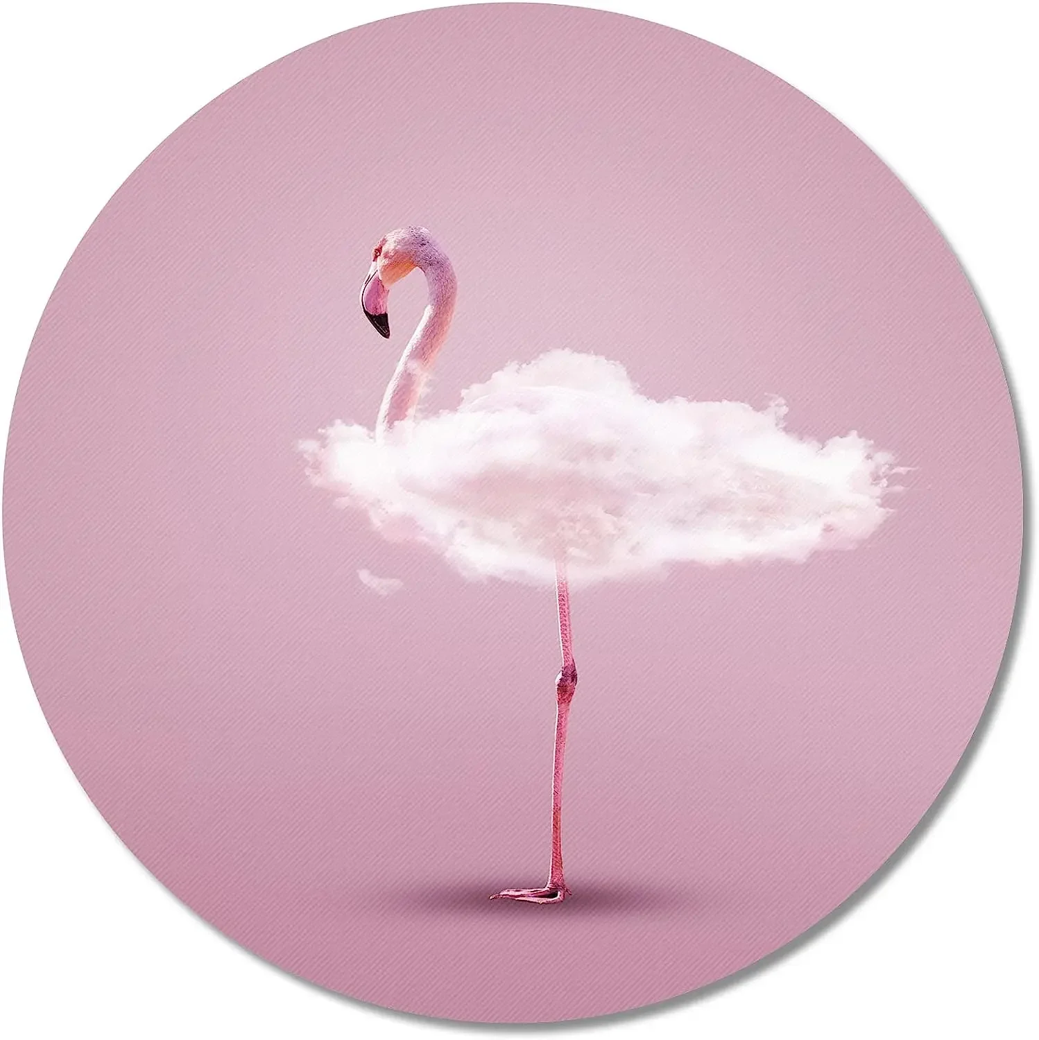 Round Mouse Pad Pink Flamingo Mouse Mat Small Non-Slip Rubber Base Round Mousepad with Designs for Working and Gaming Home