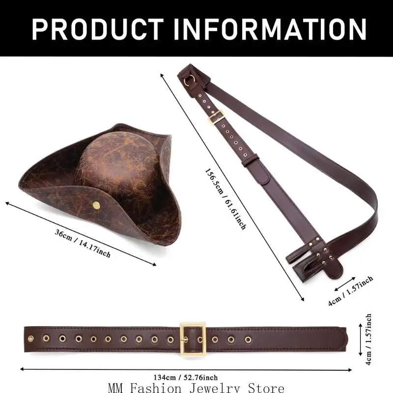 D0UB Lịch Sử Cướp Biển Vai Trò Chơi Bộ Trang Phục Bộ 3 Dây Đai Và Mũ Có Thể Điều Chỉnh Phụ Kiện Trang Phục Cho Sự Kiện Theo Chủ