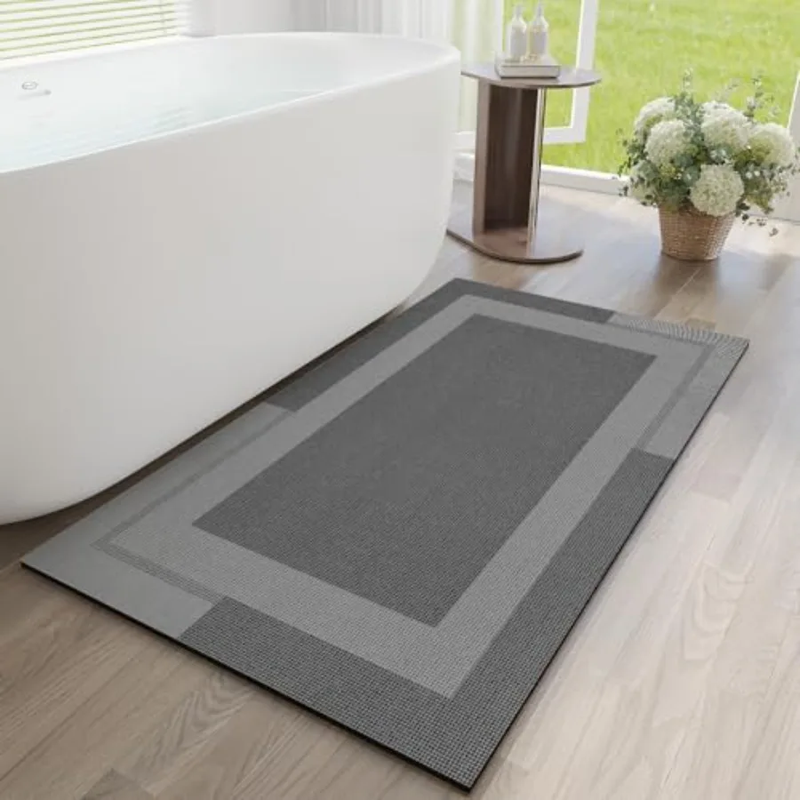 

Non Slip Long Bath Mat Bathroom Runner Rubber Backing Ultra Thin Bathroom Rugs Fit Under Door Quick Dry Super Absorbent Washabl