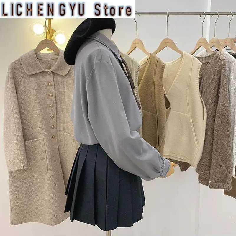 New Vintage Corduroy Shirts Women Korean Loose Preppy Style Long Sleeve Blouses Sweet Bow Single Breasted Tops Autumn