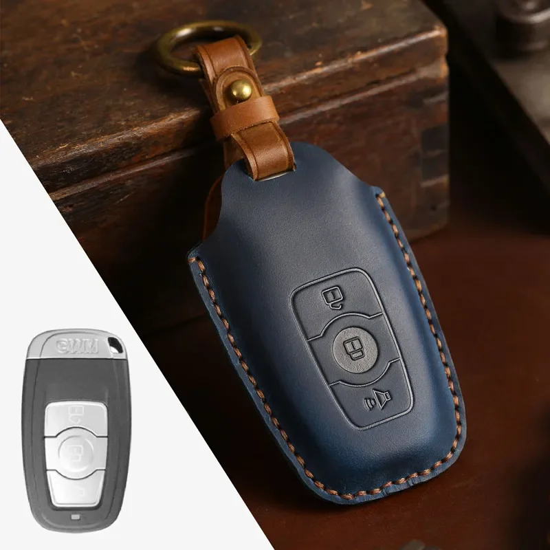 

1pc Genuine Leather Car Dedicated Key Case For GWM Haval Old H6 2013-2016 Great Wall Car Holder Shell Remote Cover Keychain