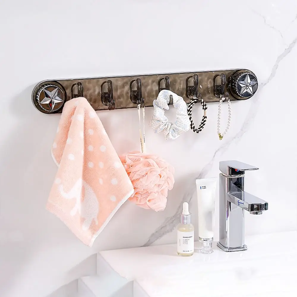 New Strong Vacuum Cup Hook Multi-Purpose Towel Rack Wall Mounted Hooks Traceless Kitchen Utensils Storage Row Hook