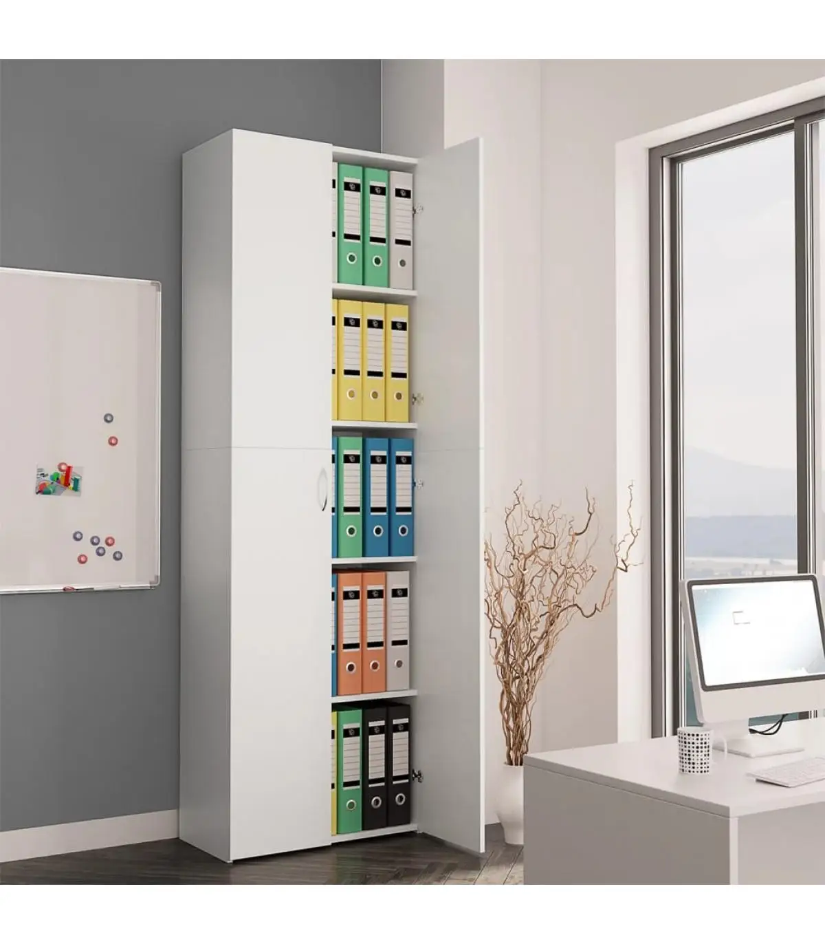 Filing cabinets white plywood office cabinet 60x32x190 cm