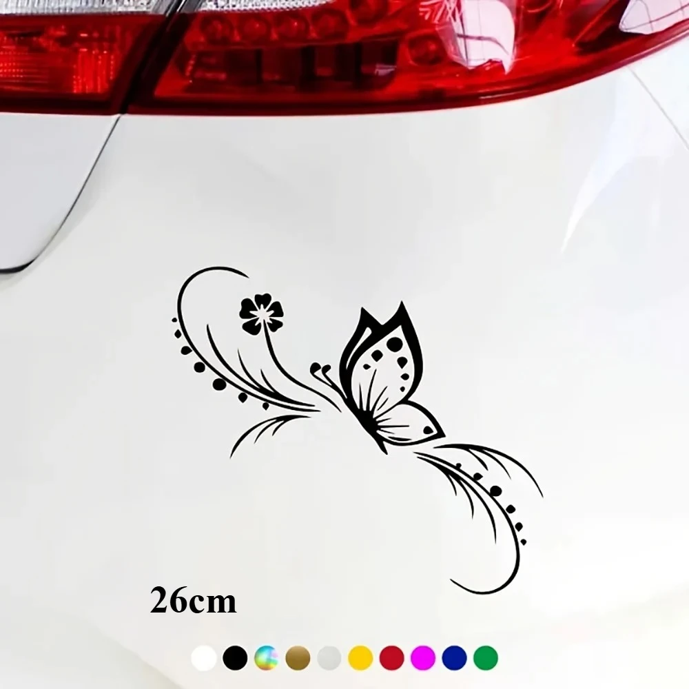 

Motorcycle Car Decor Fashion Butterfly Floral Art Waterproof Vinyl Sticker 26cm