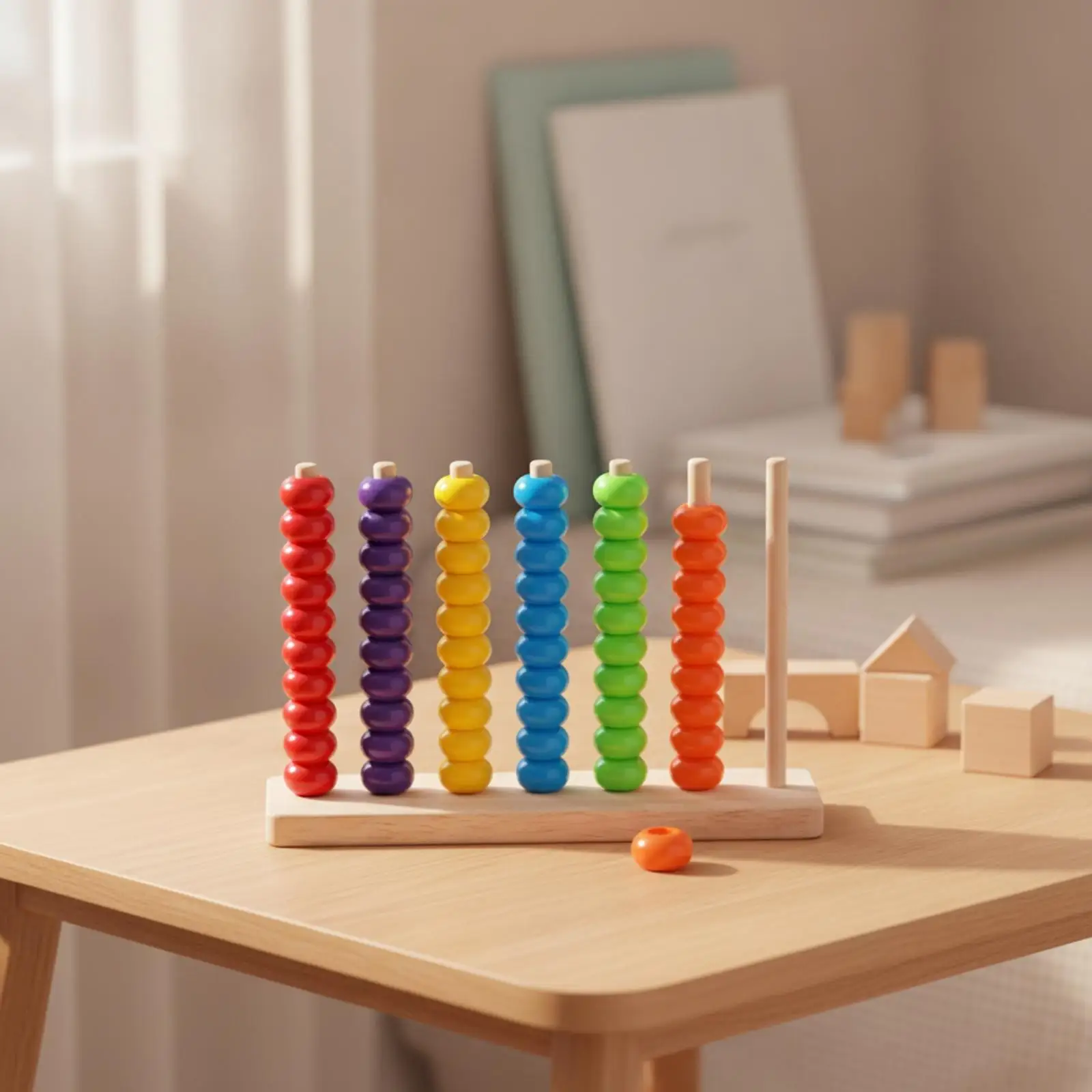 Wooden Bead Arithmetic Frame Children Educational Toy Counting Rack for Preschool Learning