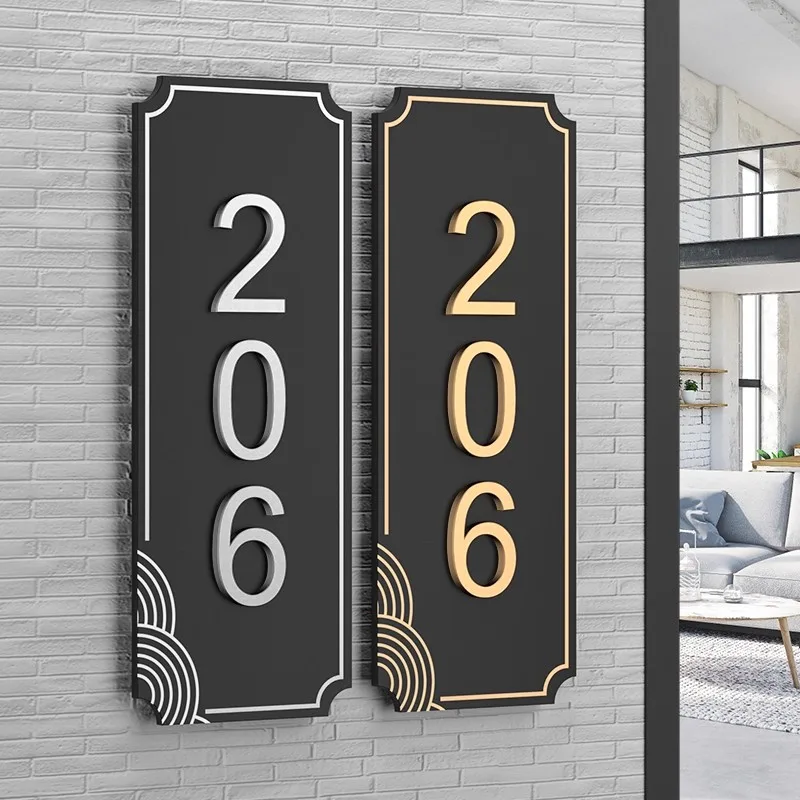 الاكريليك الحديثة لوحة الباب متجر تسجيل مع ملصق مخصص رقم المنزل لمكتب فندق شقة مطعم لوحة ديكور المنزل #2