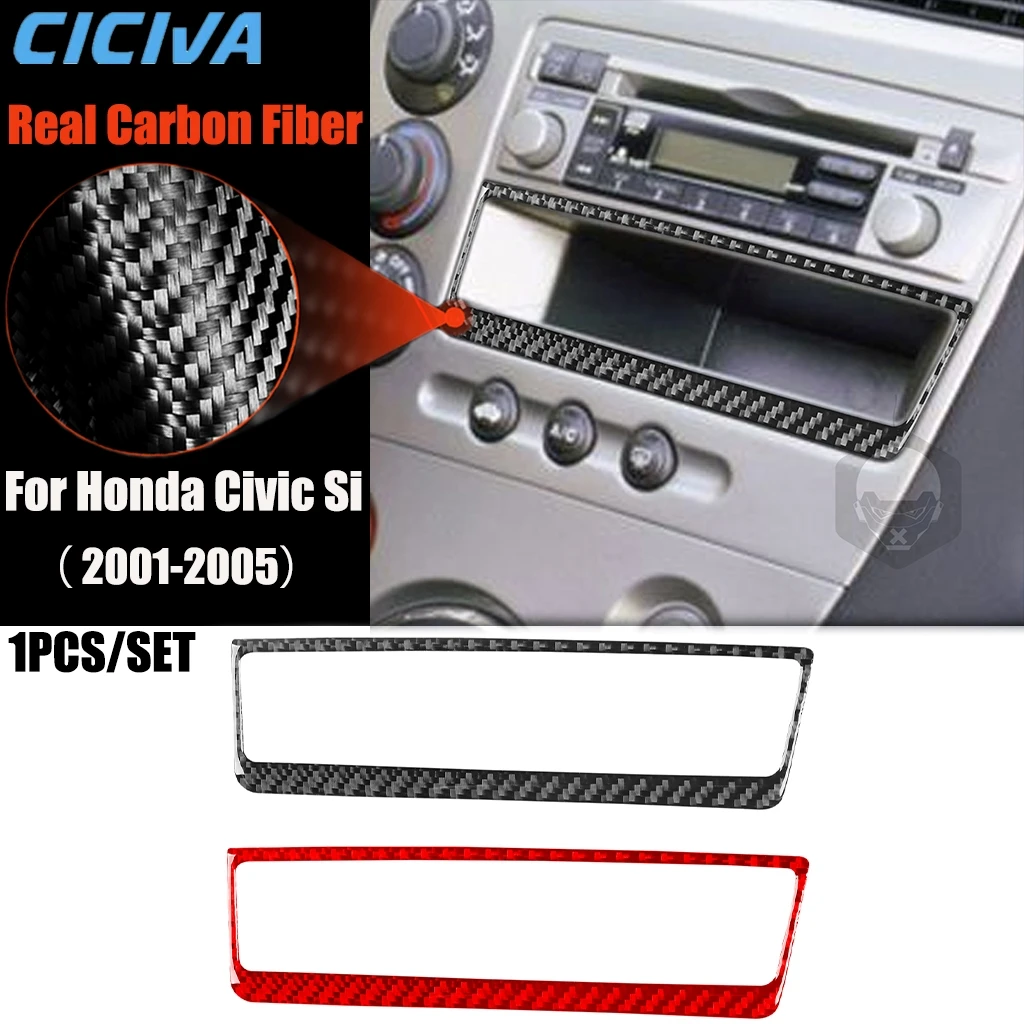 

Carbon Fiber Car Accessories Center Storage Frame Modified Interior Trim Cover Sticker For Honda Civic Si 2001 2002 2003 04 05