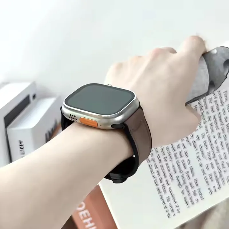 Sport Fashion Design Magnetic Series Wristband Buckle Ultra Soft Loop Smartwatch Elastic Watch Strap Leather Band Apple Iwatch