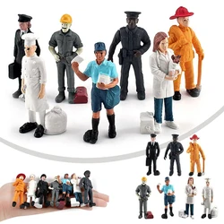 7pcs Realistic Human Figurine Pilot Postman Baker Veterinary Mailman Policeman Construction Worker Models Playset for Kids
