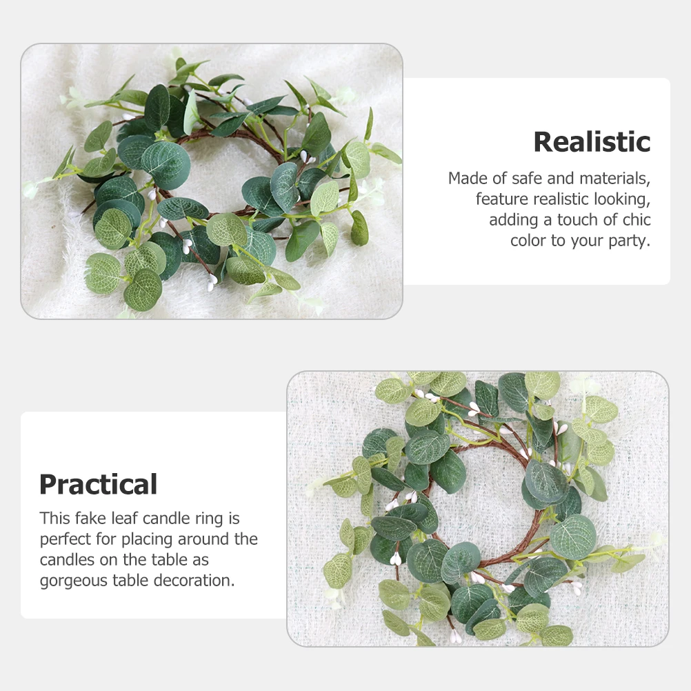 

5pcs Simulated Eucalyptus Wreath Artificial Leaf Ring Decor Wedding Party Home Valentine Christmas Decoration Fake