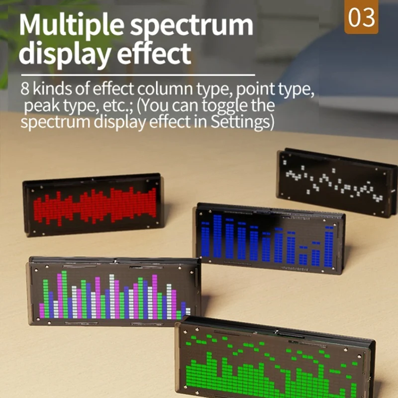 AT21-LED Music Spectrum Display DIY Kit 16X32 Rhythm Light Clock 8 Kinds Spectrum Mode SMD Soldering Display Light, Blue Easy In