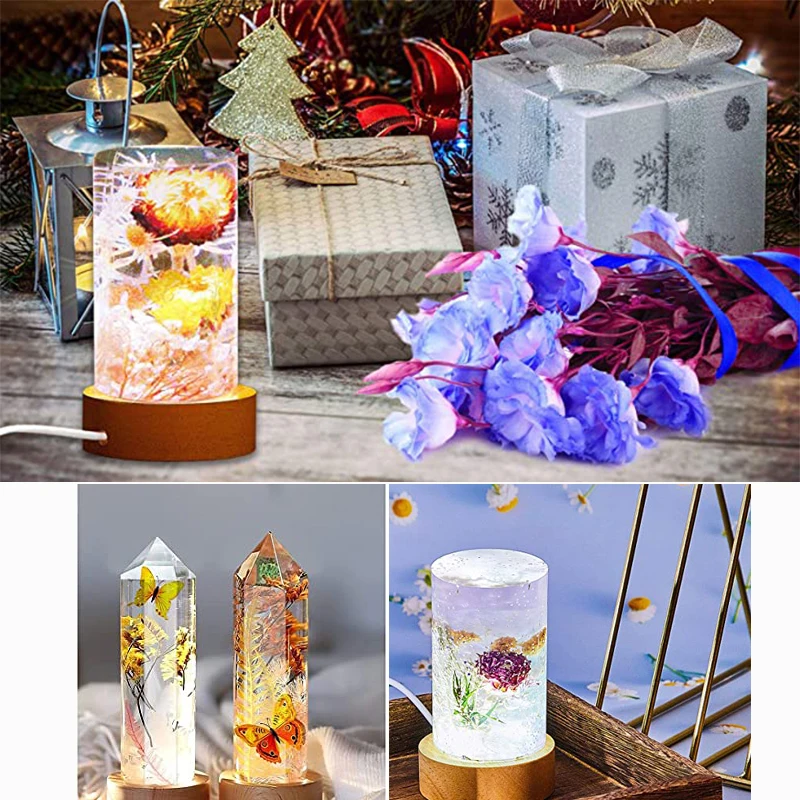 1/2/4Pcs Round Wooden LED Night Light Base for Decorative Holder Display Stand For Crystals Glass Ball Decor Art Ornament