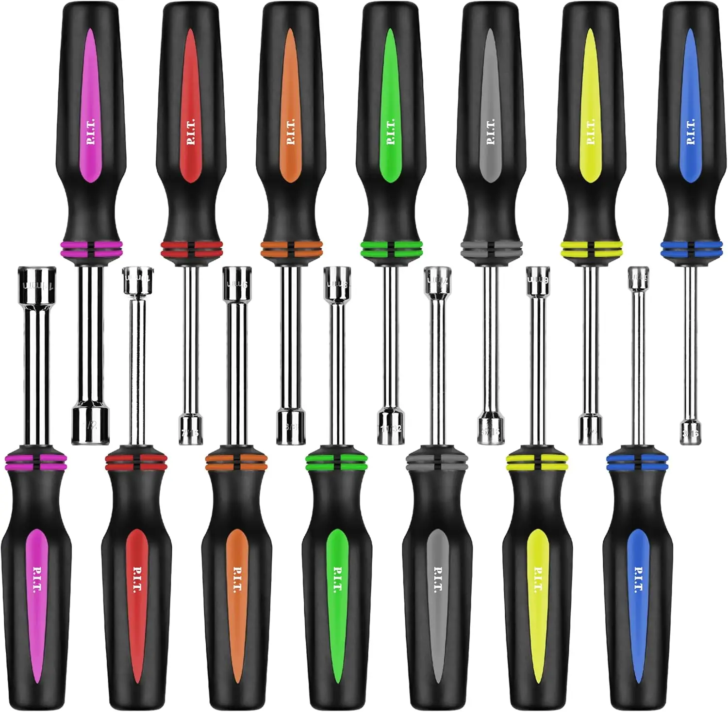 

Набор из 14 торцевых ключей (имбусовых ключей) SAE и метрических с цельными стержнями и цветными рукоятками для затяжки крепежных элементов