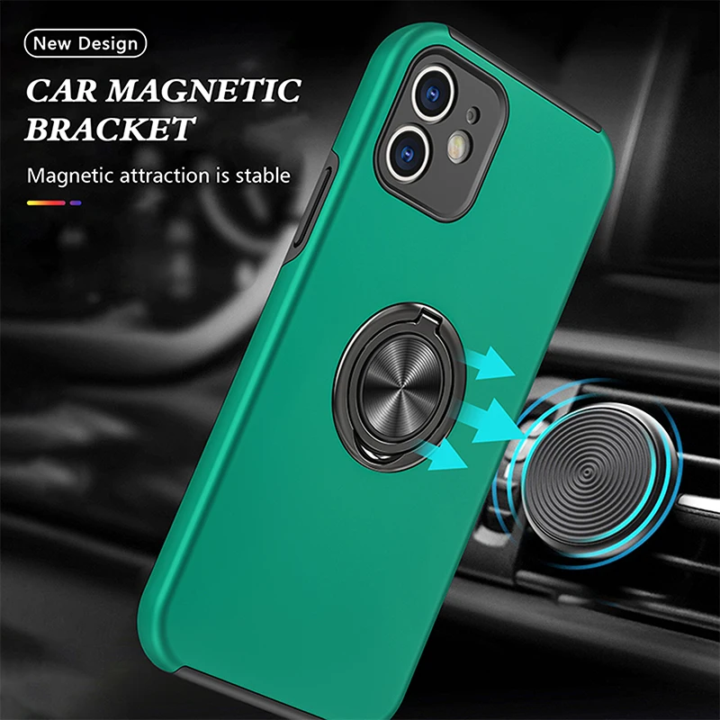 Magnet protector Ring Holder Shockproof Case For iPhone 15 14 13 12 11Pro Max XR XS 7 8 SE PC Armor Bumper Back Phone Cover