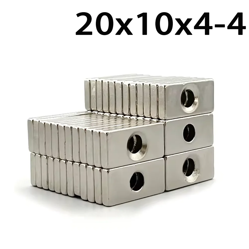 20x10x4-4mm Neodymium Magnets with Countersunk Hole Square Magnets Nickel Plated Super Powerful Magnets for Refrigerator DIY