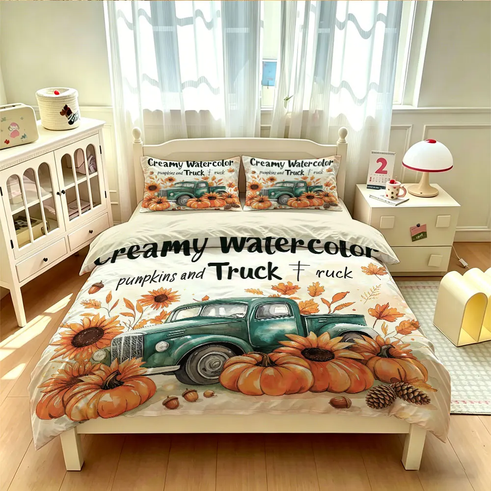 3pcs 90g polyester Creamy Watercolor Pumpkins and Truck, soft and comfortable for home decoration